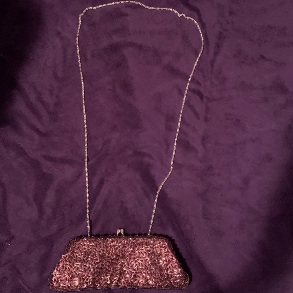 Stephanie sequin Brown Clutch Bag